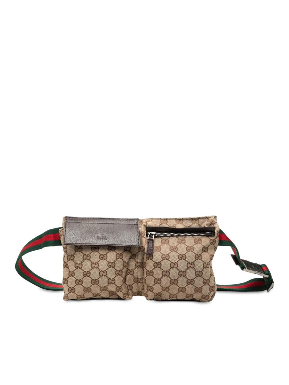 Gucci Gg Canvas Web Double Pocket Belt #363641G64B